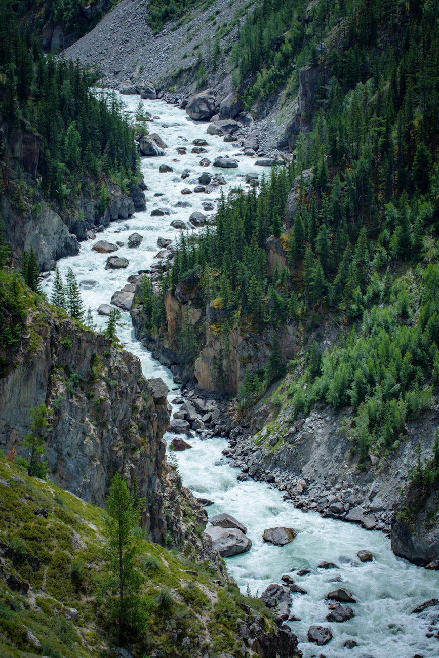 scenic river flowing through mountain valley