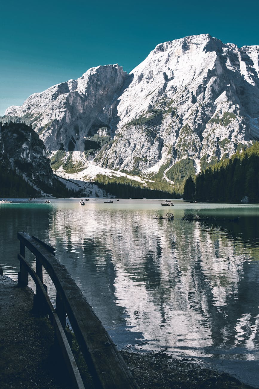 body of water near mountain